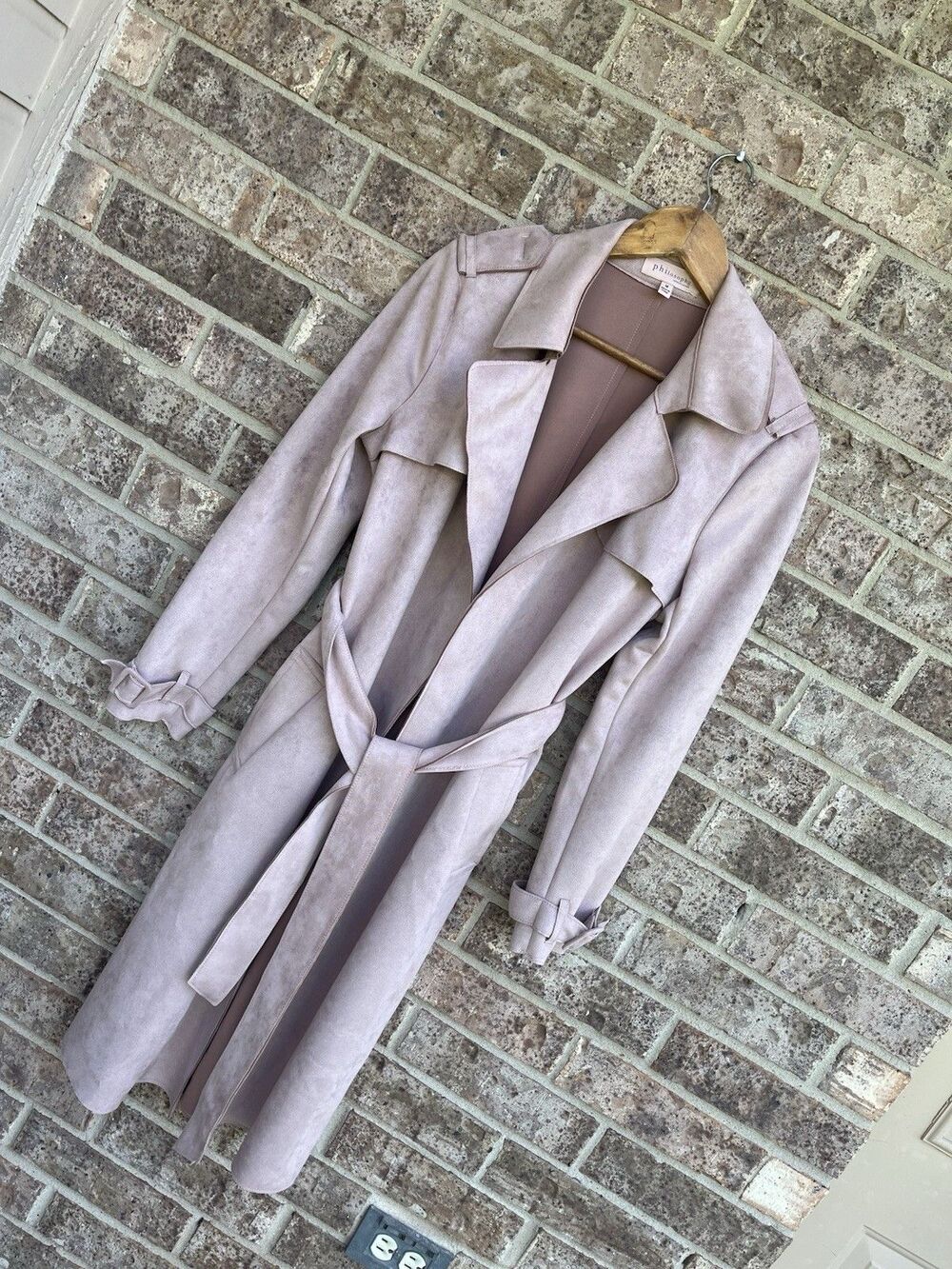 Philosophy Republic Clothing Faux Suede Duster Trench Coat Mauve Pink Size M